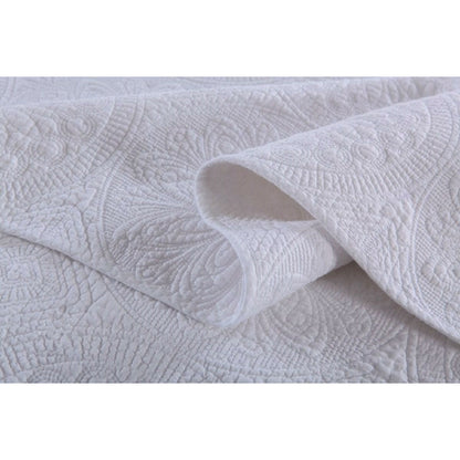 King size White 3-Piece Quilt Bedspread Set 100-Percent Cotton Floral Medallion Pattern