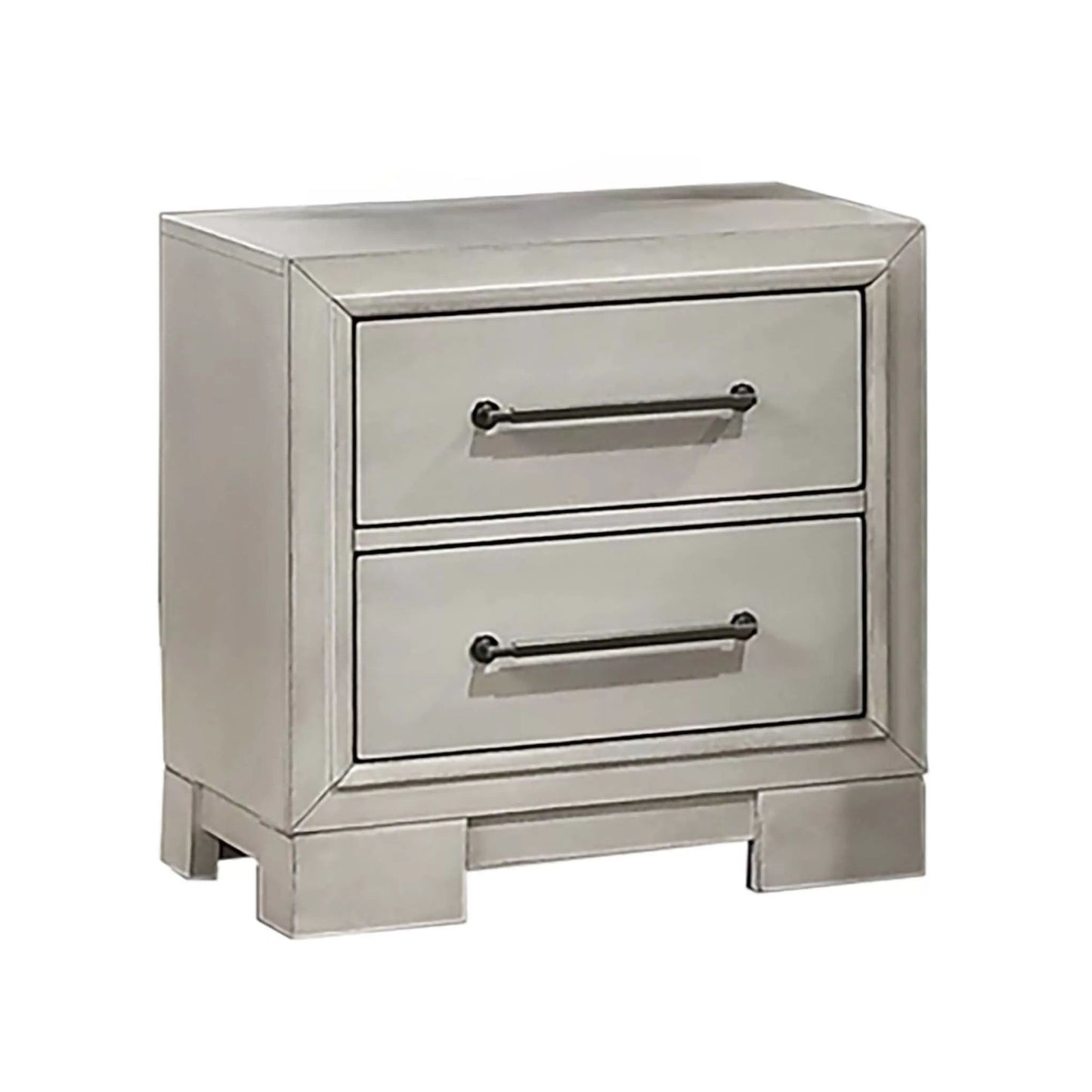 Jaxen Nightstand End Table, Antique White Rubberwood, 2 Drawers, 23 Inch