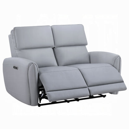 Jero Power Motion Recliner Armchair with USB Port, Light Gray Faux Leather