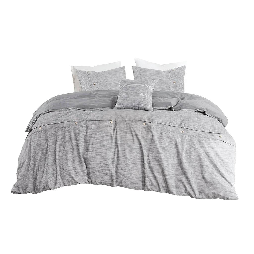 King / California King size 5-Piece Grey Cotton Farmhouse Comforter Set
