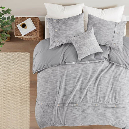 King / California King size 5-Piece Grey Cotton Farmhouse Comforter Set