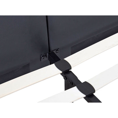 King size Black Fox Leather Upholstered Platform Bed Frame with 42-inch High Headboard