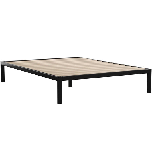 King Black Metal Platform Bed Frame with Wood Slats - 700 lbs Weight Capacity — Chic Home-Decor