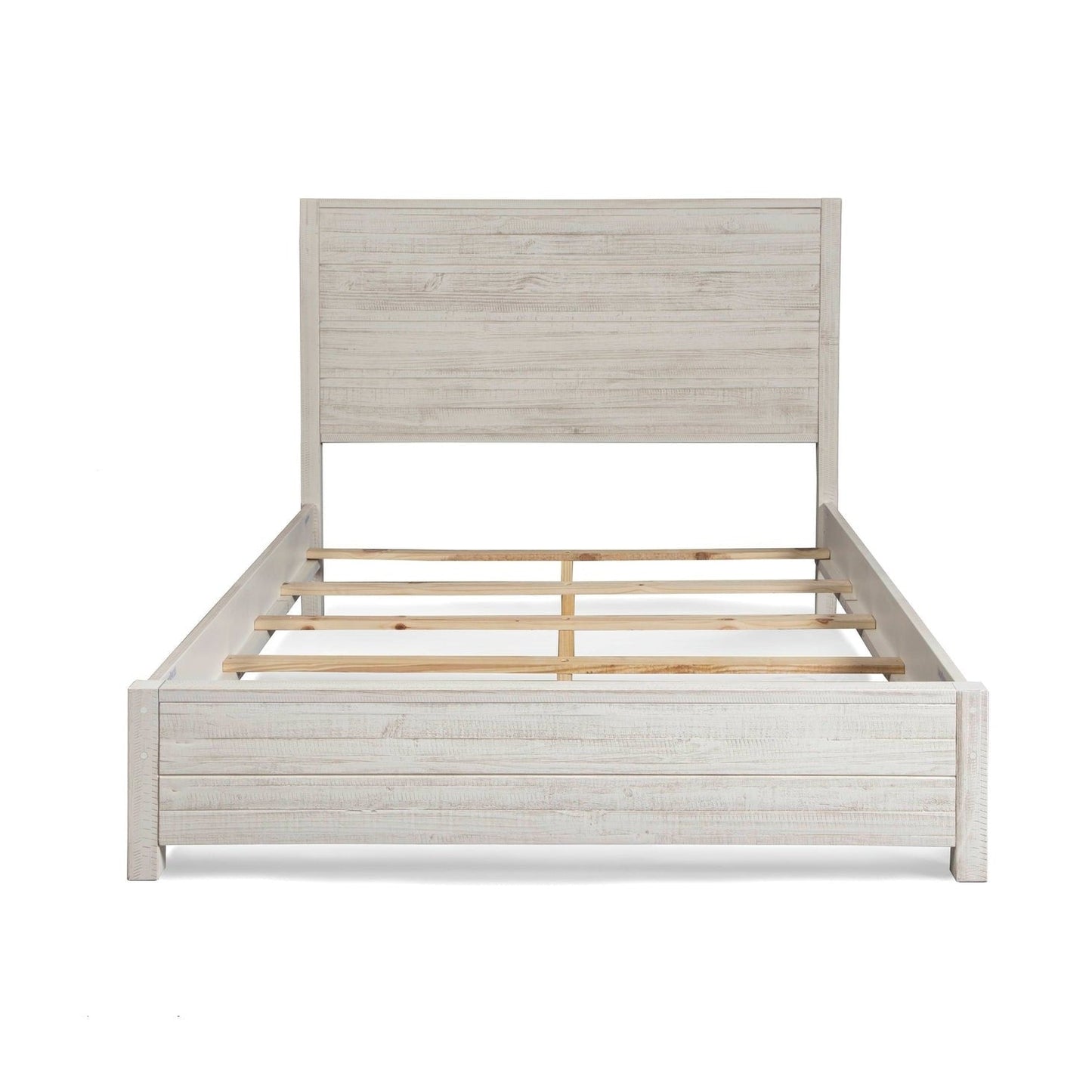 FarmHome Off White Solid Pine Platform Bed in King Size — Chic Home-Decor