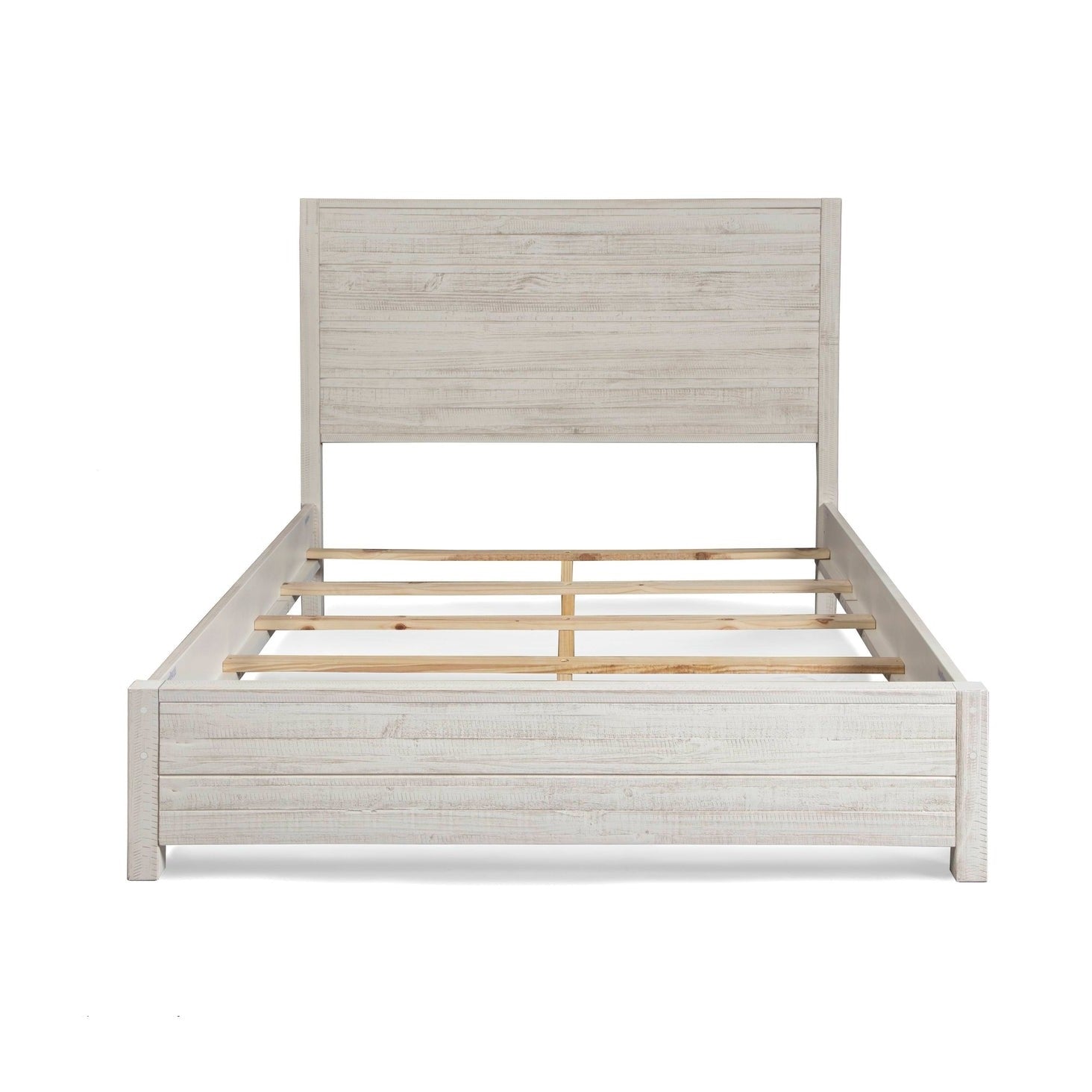 FarmHome Off White Solid Pine Platform Bed in King Size — Chic Home-Decor