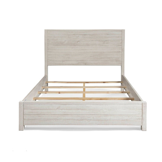 FarmHome Off White Solid Pine Platform Bed in King Size — Chic Home-Decor