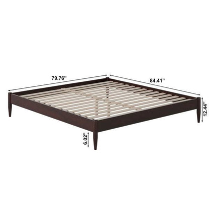 King Size Solid Hardwood Victorian Style Espresso Platform Bed