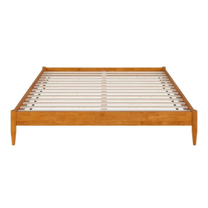 Solid Hardwood Platform Bed Frame in Natural Wood Finish – King