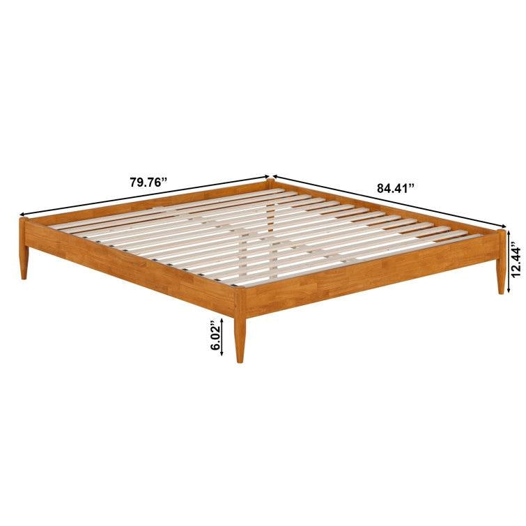 King size Solid Hardwood Platform Bed Frame in Natural Wood Finish