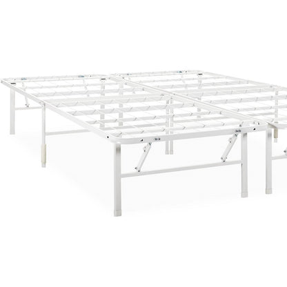 King Size White Metal Heavy Duty Platform Bed Frame