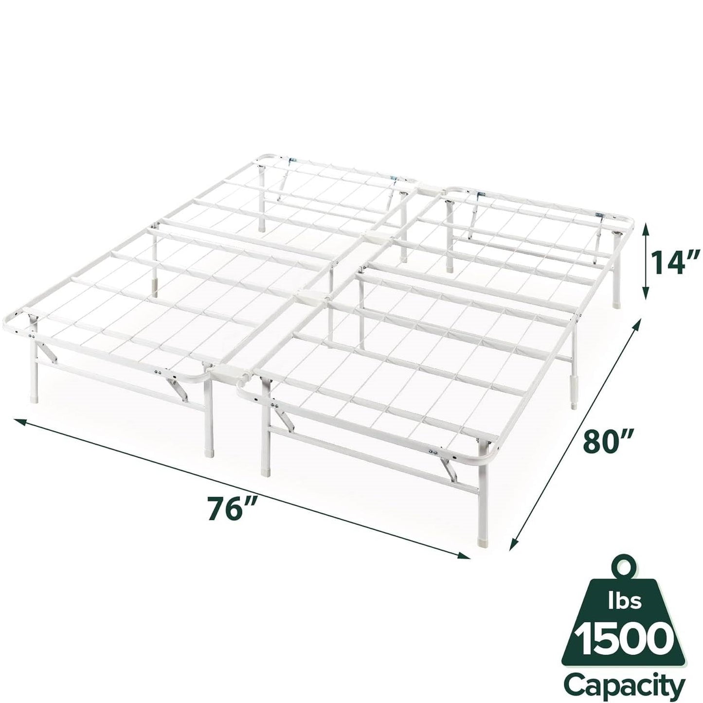 King Size White Metal Heavy Duty Platform Bed Frame