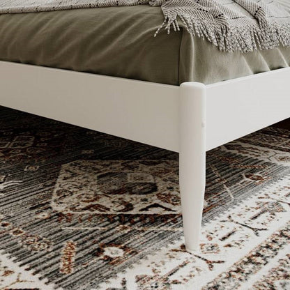 King Size Solid Hardwood Victorian Style White Platform Bed