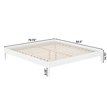 King Size Solid Hardwood Victorian Style White Platform Bed