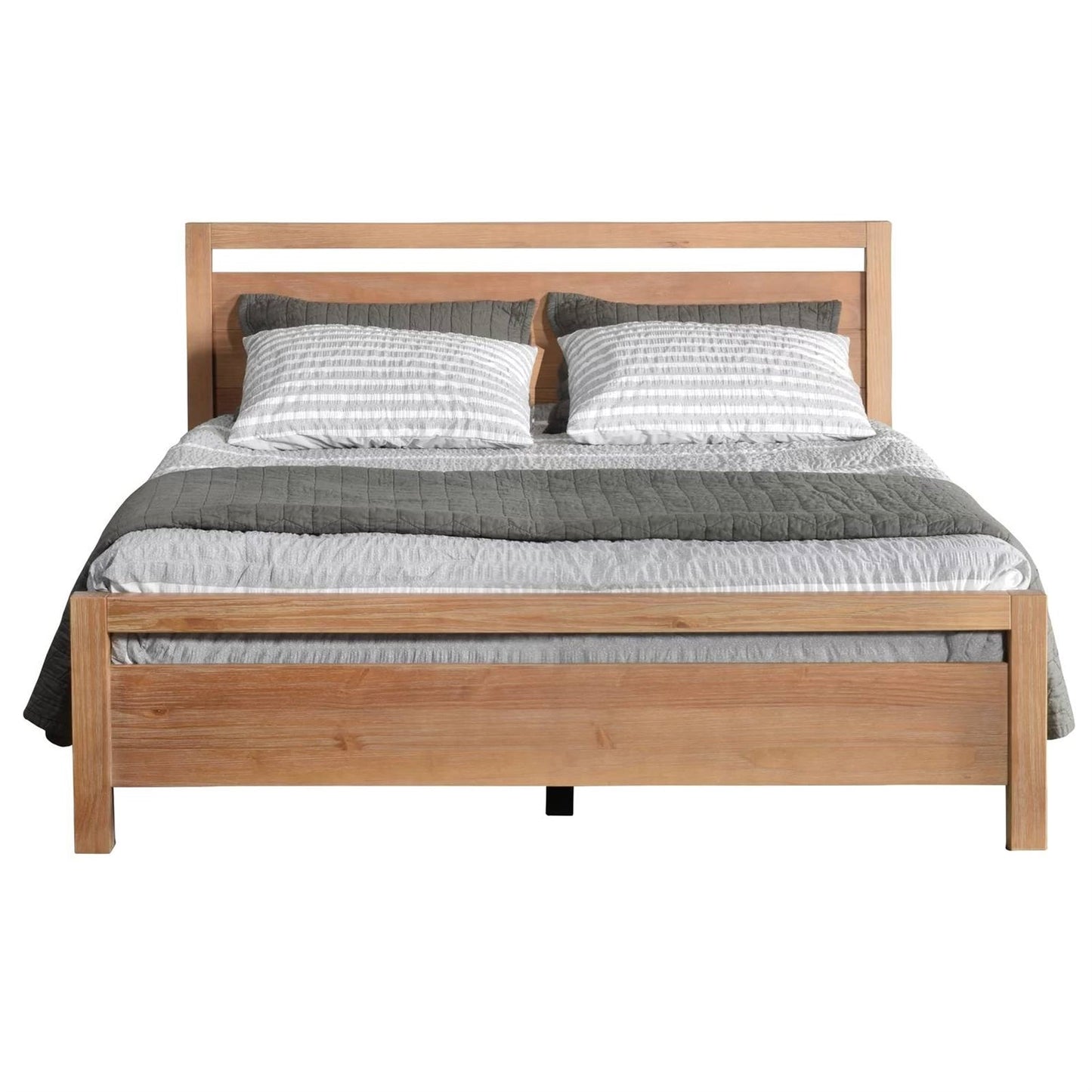 King size Farmhouse Solid Wood Platform Bed Frame with Headboard Footboard — Chic Home-Decor
