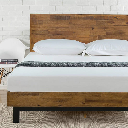 King Solid Wood Modern Platform Bed Frame with Adjustable Height Headboard — Chic Home-Decor