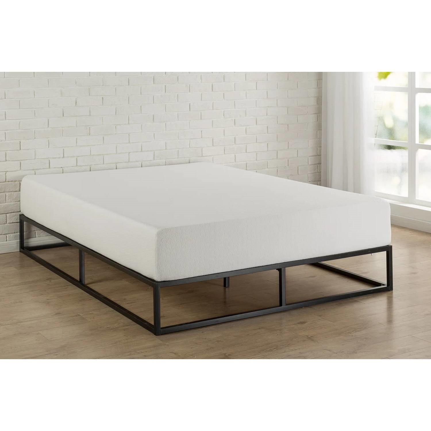 King size 10-inch Low Profile Modern Metal Wood Slat Platform Bed Frame — Chic Home-Decor