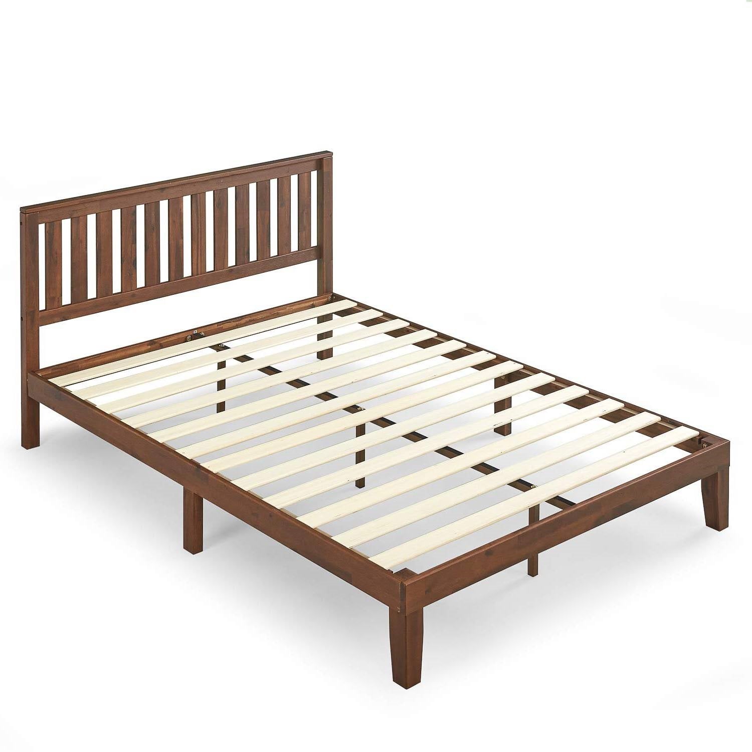 King size Solid Wood Platform Bed Frame with Headboard in Espresso Finish — Chic Home-Decor