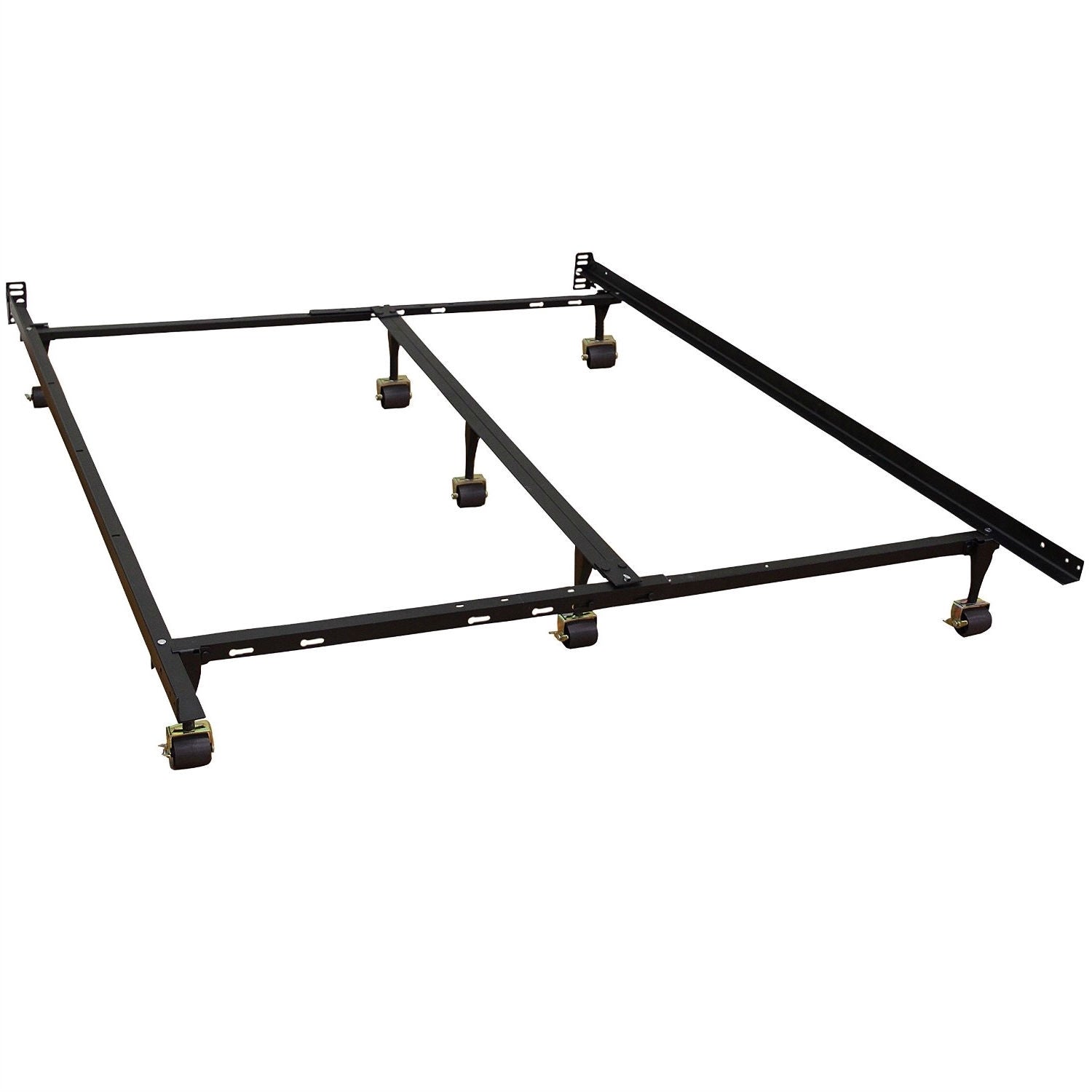 King size Heavy Duty 7-Leg Metal Bed Frame with Locking Rug Roller Casters Wheels — Chic Home-Decor
