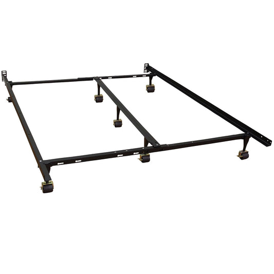 King size Heavy Duty 7-Leg Metal Bed Frame with Locking Rug Roller Casters Wheels — Chic Home-Decor