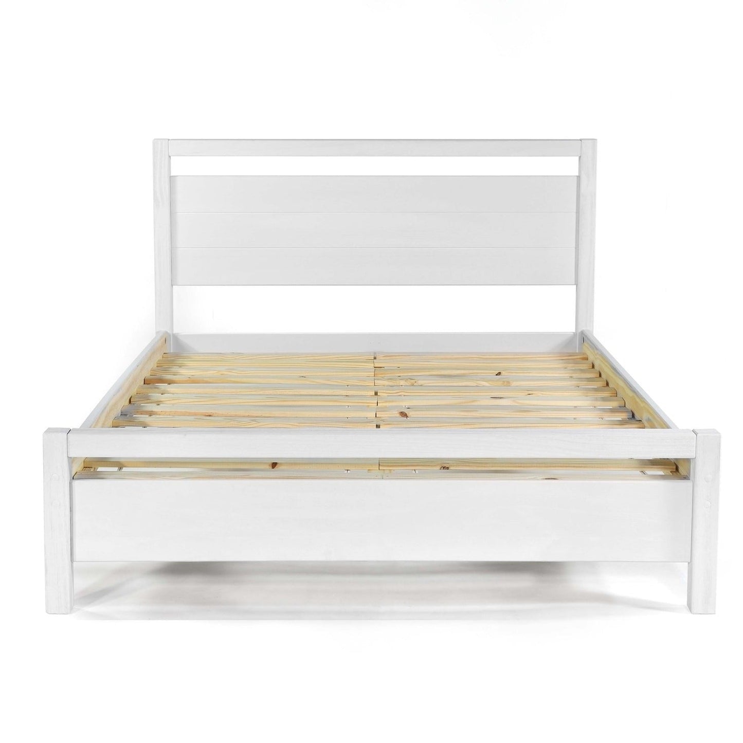 King Size FarmHouse Traditional Rustic White Platform Bed — Chic Home-Decor