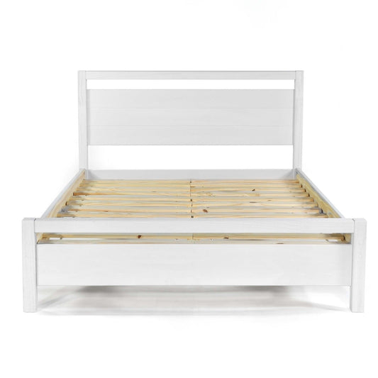 King Size FarmHouse Traditional Rustic White Platform Bed — Chic Home-Decor