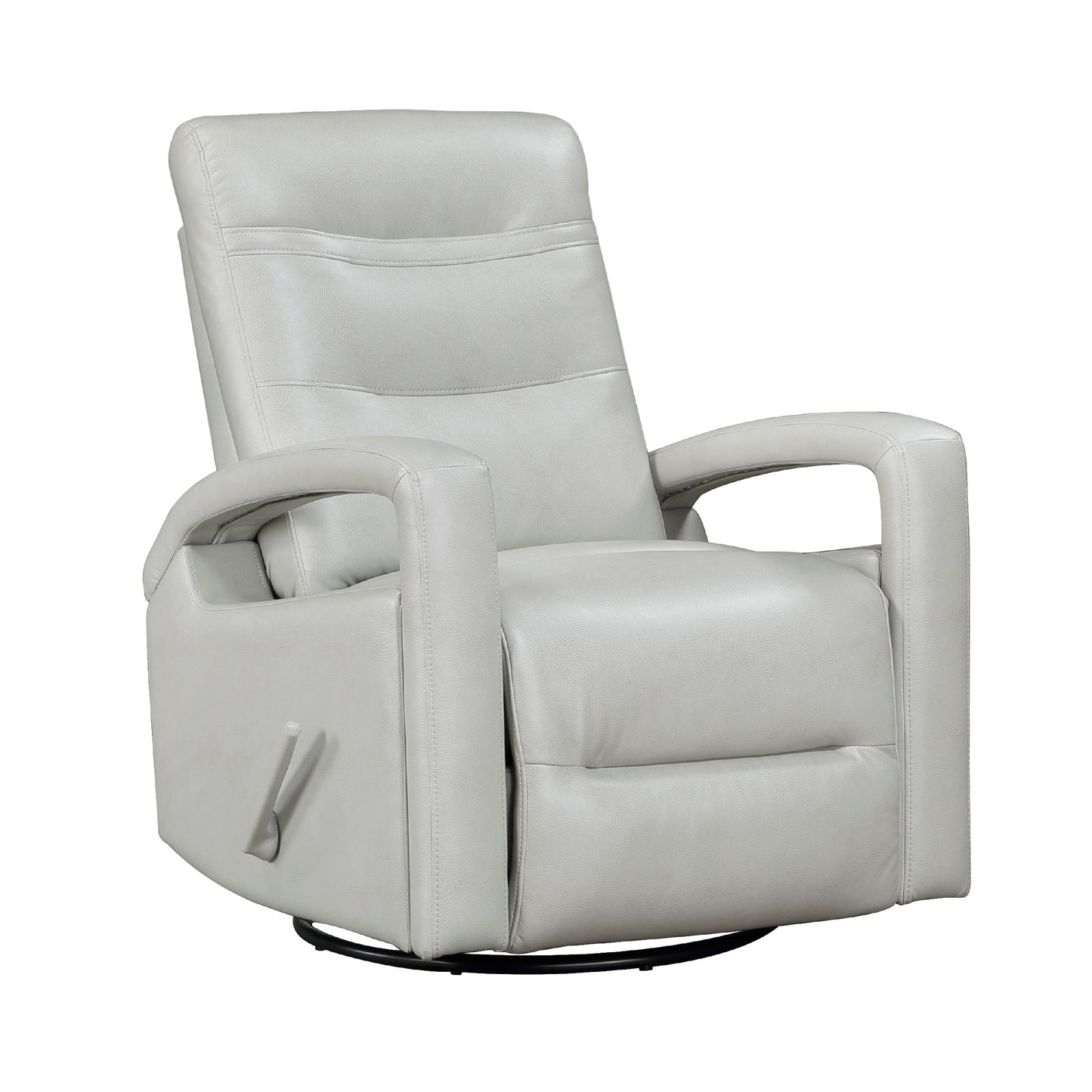 Kamo Manual Recliner Swivel Chair, 32 Inch, Smoke Gray Faux Leather