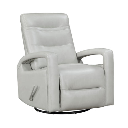 Kamo Manual Recliner Swivel Chair, 32 Inch, Smoke Gray Faux Leather