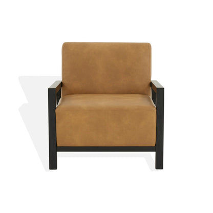 Wade Swivel Armchair, Square Frame, Auburn Red Faux Leather