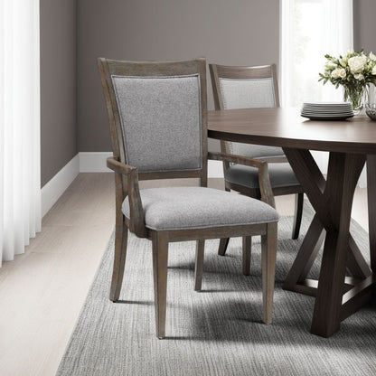 Koa Dining Armchair Set of 2, Padded Seat and Back, Driftwood Brown