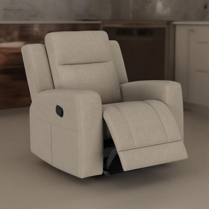 Krio Manual Recliner Chair, 37 Inch Modern Taupe Brown Faux Leather
