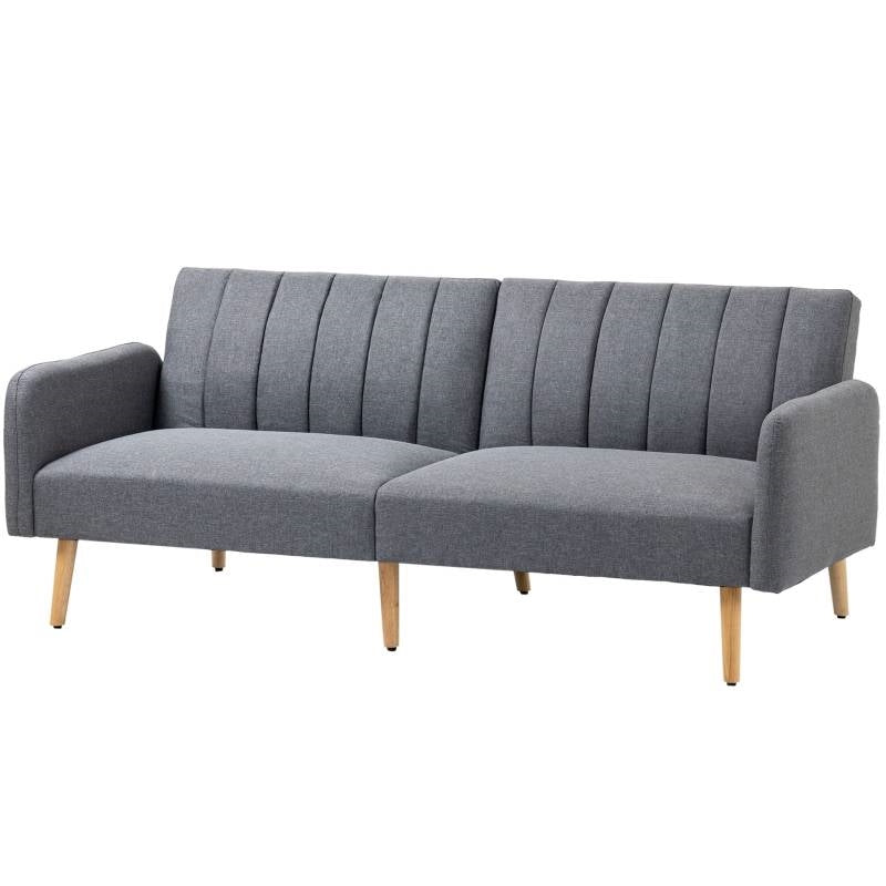Modern Mid-Century Light Gray Linen-touch Polyester Futon Sleeper Sofa Bed — Chic Home-Decor