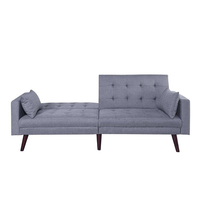 Modern Mid-Century Light Grey Linen Split-Back Sofa Bed