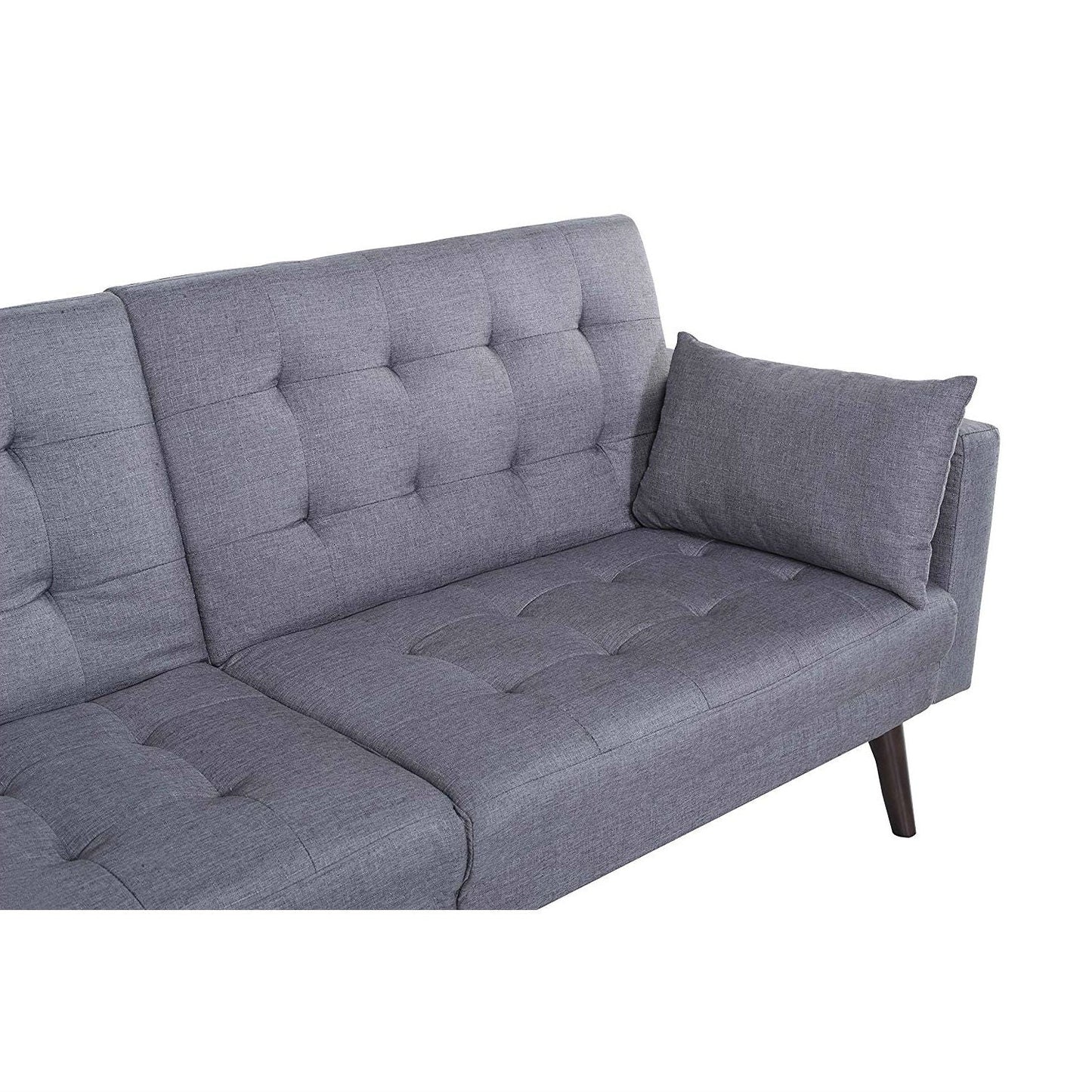 Modern Mid-Century Light Grey Linen Split-Back Sofa Bed