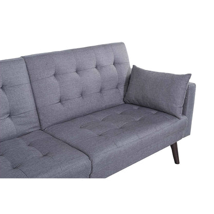 Modern Mid-Century Light Grey Linen Split-Back Sofa Bed