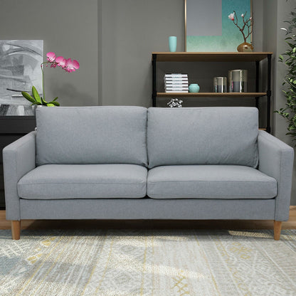 Light Grey Fabric Modern Mid-Century Style Sofa with Wood Legs