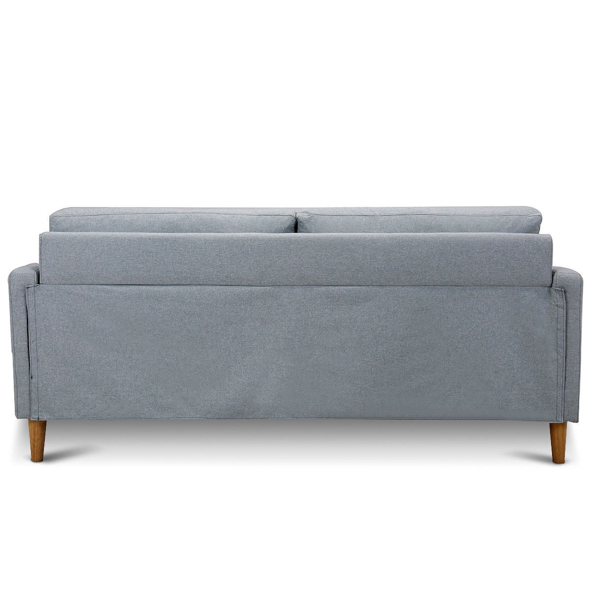 Light Grey Fabric Modern Mid-Century Style Sofa with Wood Legs