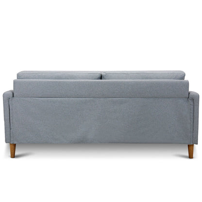 Light Grey Fabric Modern Mid-Century Style Sofa with Wood Legs