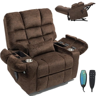 Zuru Motion Manual Rocker Recliner Chair, Plush Brown Faux Leather