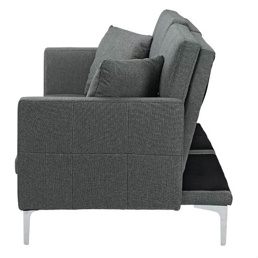 Grey Linen Split-Back Modern Sleeper Sofa Couch