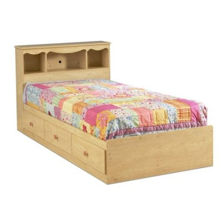Twin-size Bookcase Headboard in Pine Finish