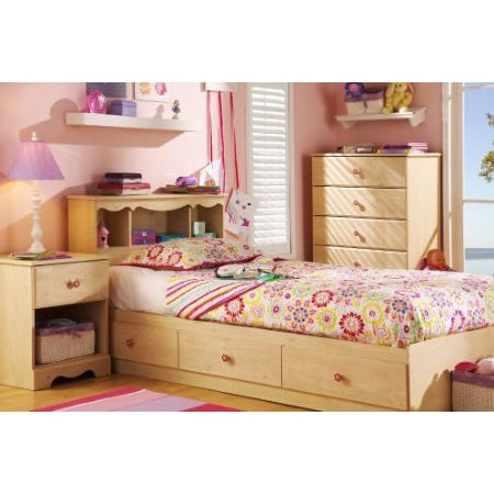 Twin-size Bookcase Headboard in Pine Finish