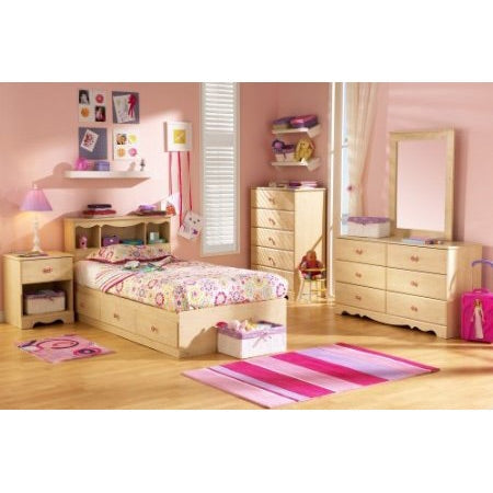 Twin-size Bookcase Headboard in Pine Finish
