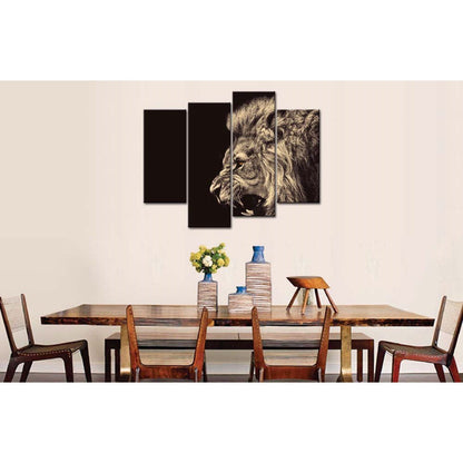 Roaring Lion Big Kitty 4-Panel Wall Art Picture Print on Canvas