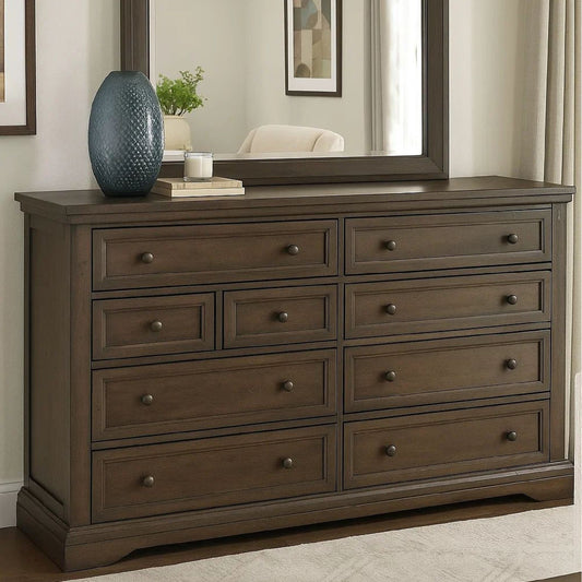 Laji 39 x 50 Dresser Mirror, Modern Style, Rich Walnut Brown Wood