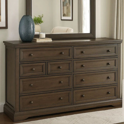 Laji 39 x 50 Dresser Mirror, Modern Style, Rich Walnut Brown Wood