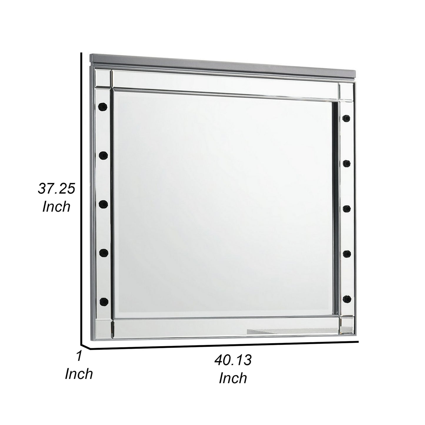 Lee 37 x 40 Vanity Mirror, 10 Light Bulb Sockets, Modern Black Wood Frame