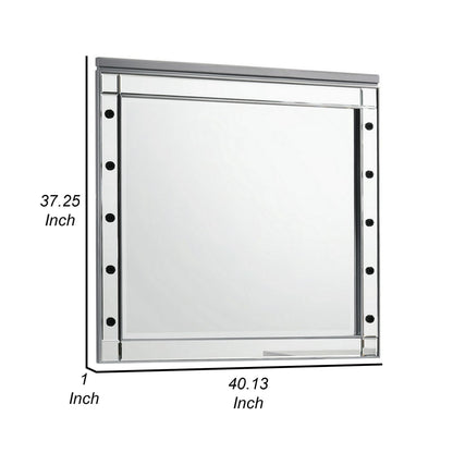 Lee 37 x 40 Vanity Mirror, 10 Light Bulb Sockets, Modern Black Wood Frame