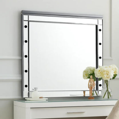 Lee 37 x 40 Vanity Mirror, 10 Light Bulb Sockets, Modern White Wood Frame