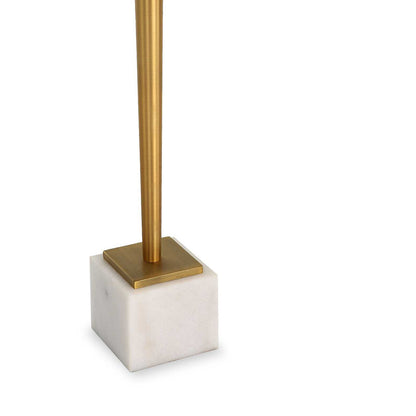 Lemy Accent Table, 11 Inch Square Glass Top, White Marble, Retro Brass