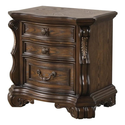 Leova Nightstand, 2 Drawers, USB A-C, 31 Inch Dark Brown Wood